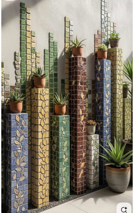 Colourburst Leaf Column Mosaic Art Installation