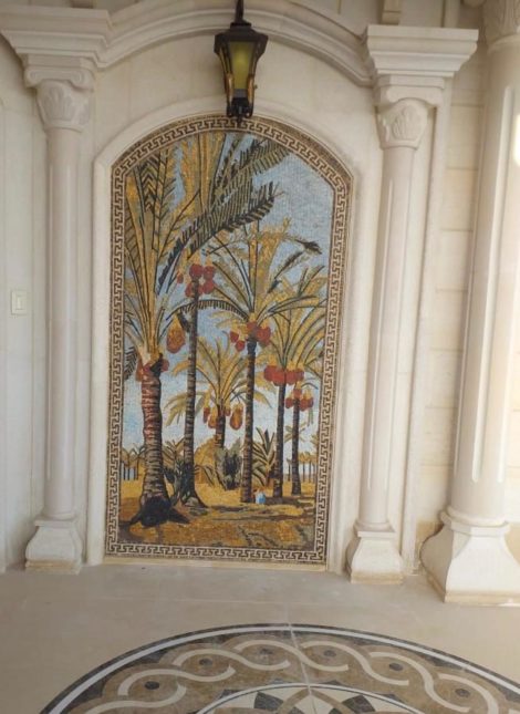 Desert Palm Arch Niche Mosaic Panel
