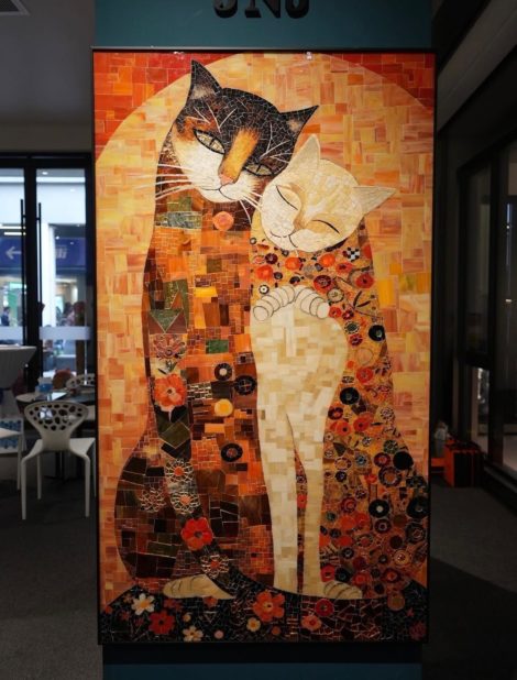 Sunlit Harmony Twin Cats Mosaic Feature