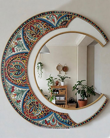 Moon Shape Mosaic Mirror Frame